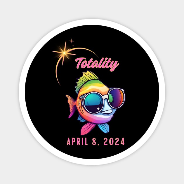 Total Solar Eclipse Watching Colorful Fish Totality April 8, 2024 Magnet by Little Duck Designs